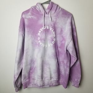 David's Vlog purple tie dye hoodie L